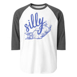 Silly Boston Terrier Dog Upside Down 3/4 Sleeve Raglan Shirt . White Heather Charcoal
