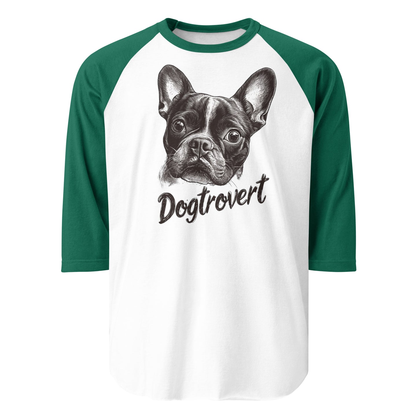 Dogtrovert 3/4 Sleeve Raglan Shirt . White Kelly