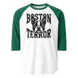 Boston Terror 3/4 Sleeve Raglan Shirt . White Kelly