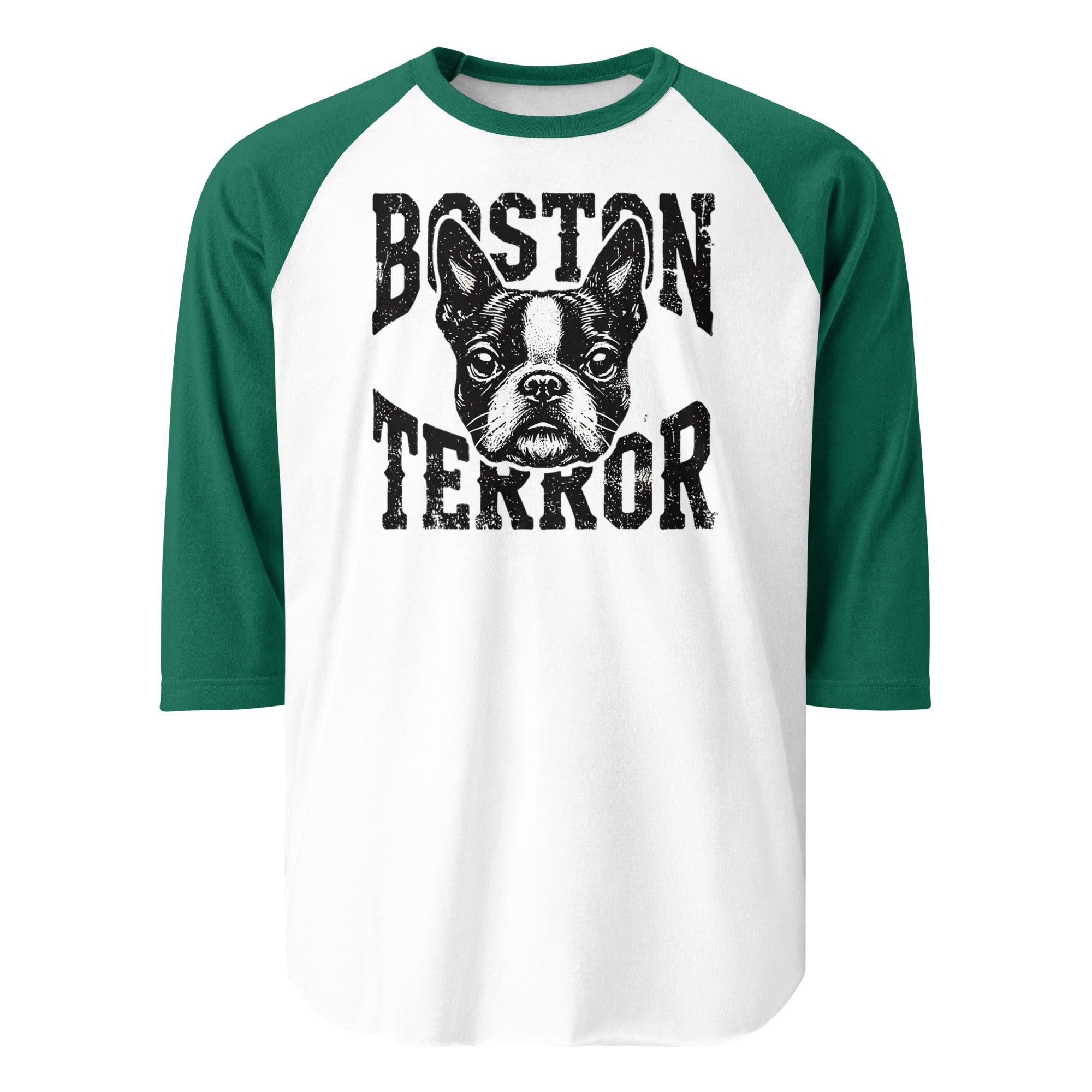 Boston Terror 3/4 Sleeve Raglan Shirt . White Kelly