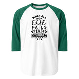 When All Else Fails Hug The Dog 3/4 Sleeve Raglan Shirt . White Kelly