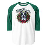 Merry Pupmas 3/4 Sleeve Raglan Shirt . White Kelly