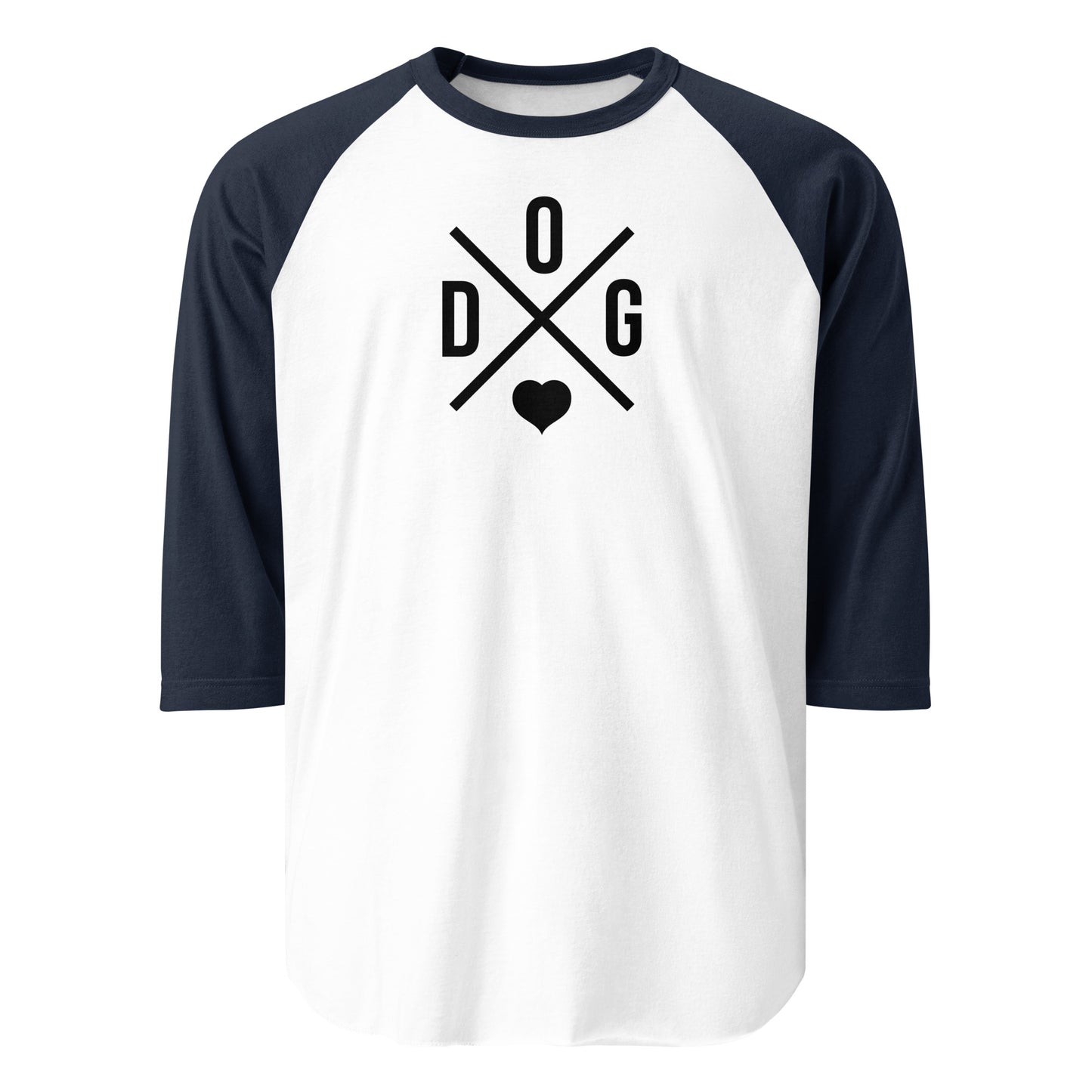 Dog Love 3/4 Sleeve Raglan Shirt . White Navy