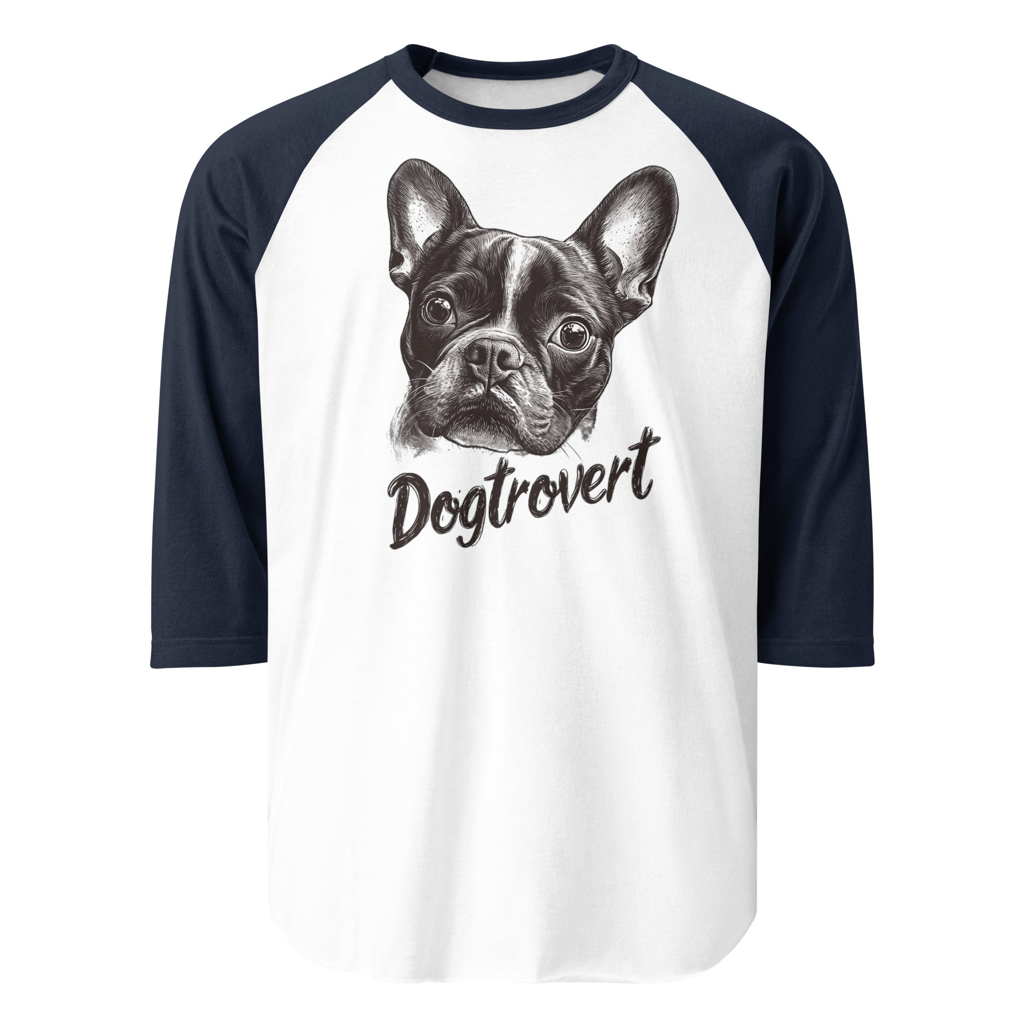 Dogtrovert 3/4 Sleeve Raglan Shirt . White Navy