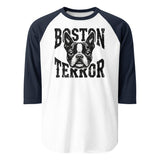 Boston Terror 3/4 Sleeve Raglan Shirt . White Navy