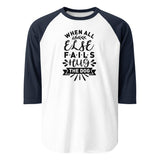 When All Else Fails Hug The Dog 3/4 Sleeve Raglan Shirt . White Navy