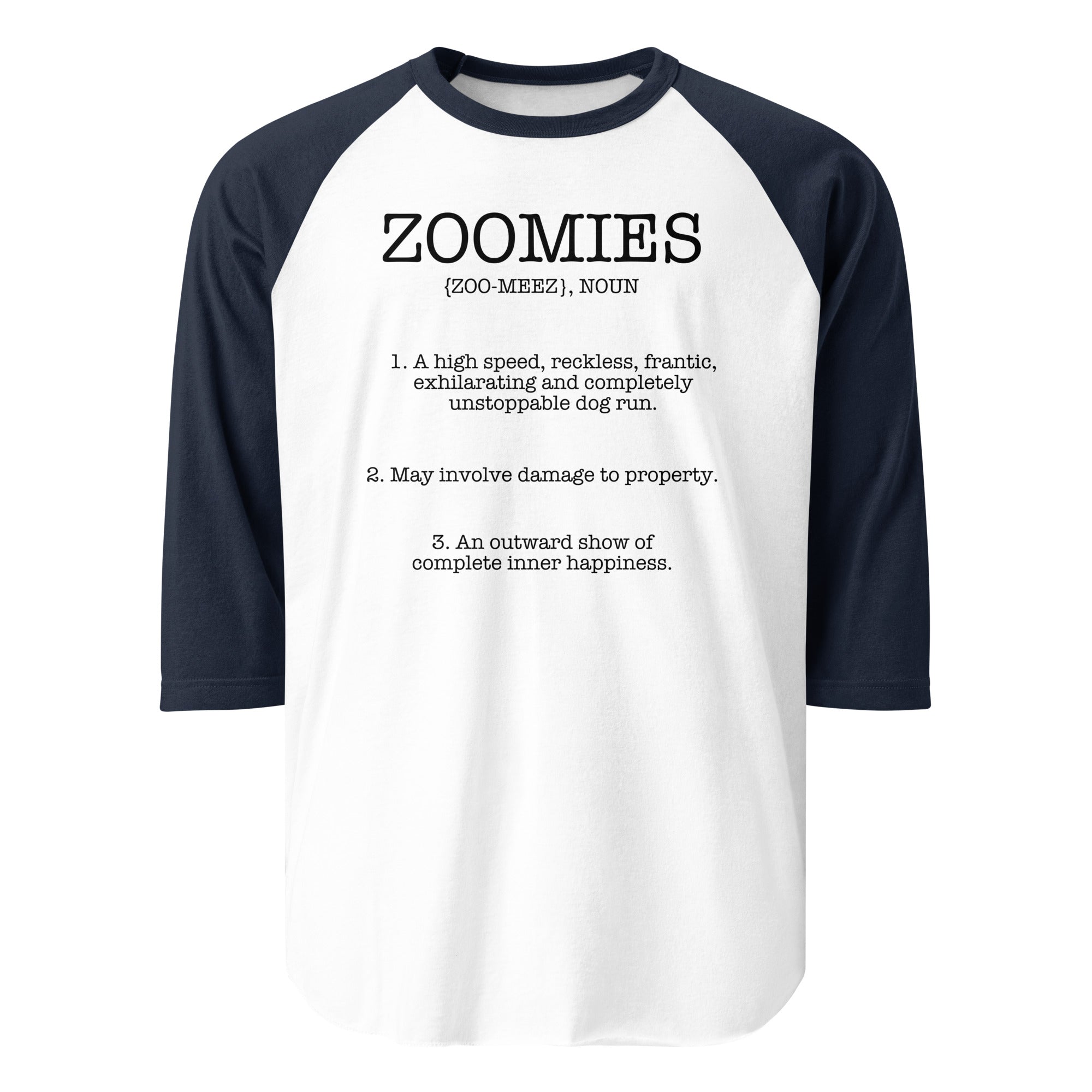 Zoomies Definition 3/4 Sleeve Raglan Shirt . White Navy