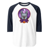 Boston Terrier Halloween 3/4 Sleeve Raglan Shirt . White Navy
