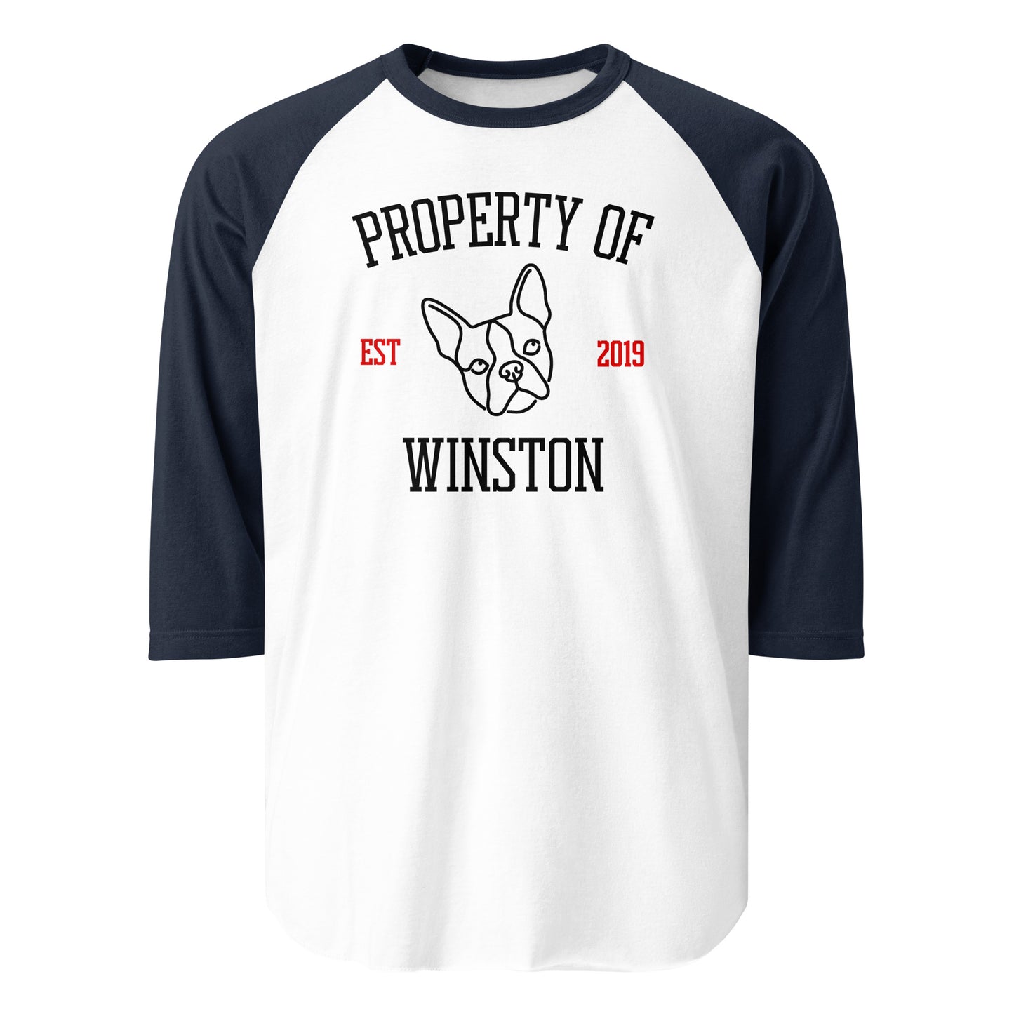 Property Of My Dog Custom Unisex 3/4 Sleeve Raglan Shirt . White Navy