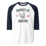 Property Of My Dog Custom Unisex 3/4 Sleeve Raglan Shirt . White Navy