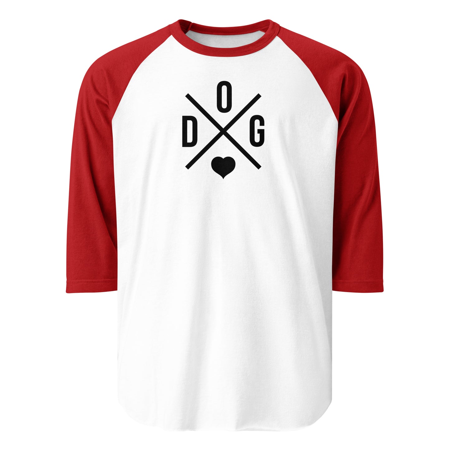 Dog Love 3/4 Sleeve Raglan Shirt . White Red