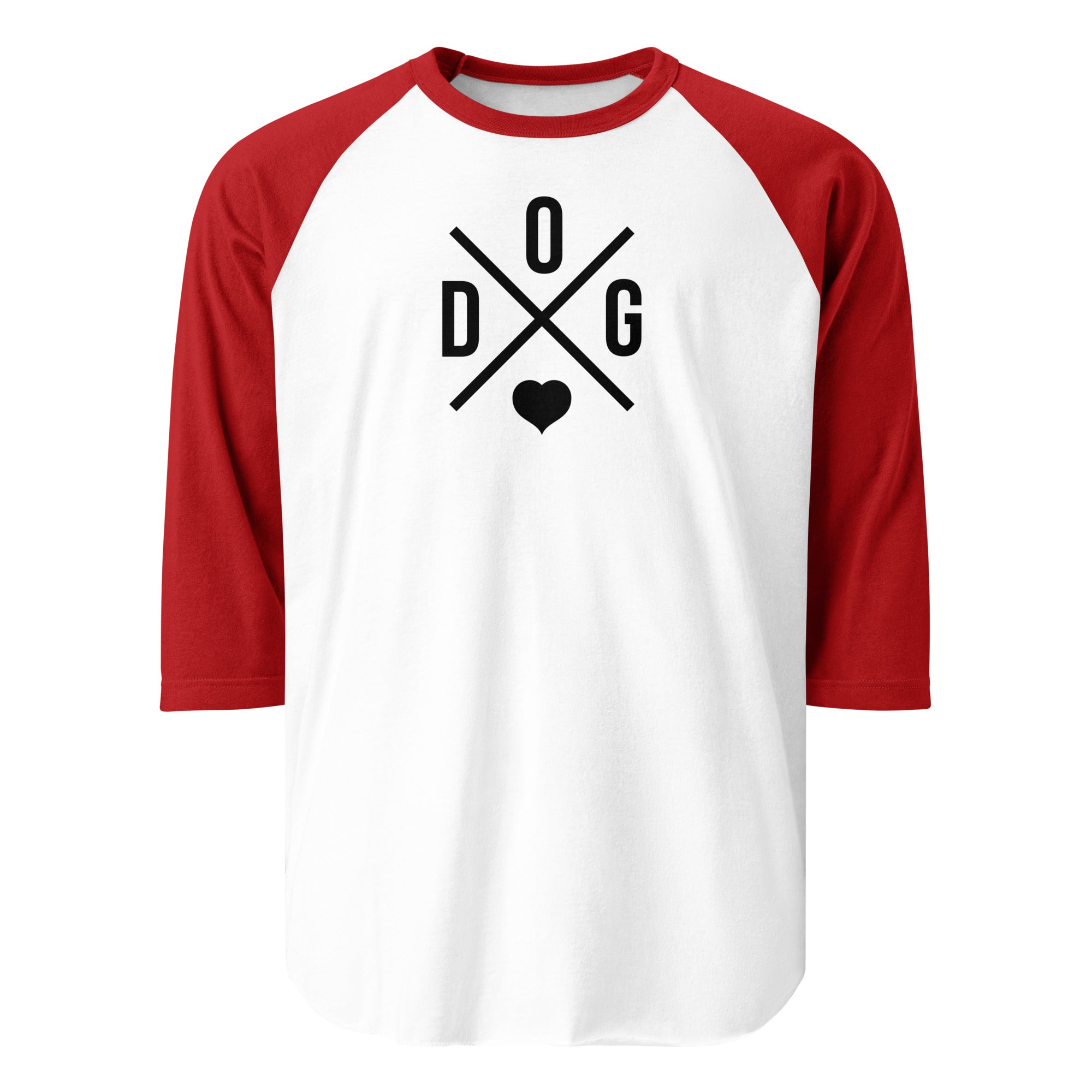 Dog Love 3/4 Sleeve Raglan Shirt . White Red