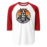 Ride or Bark 3/4 Sleeve Raglan Shirt . White Red