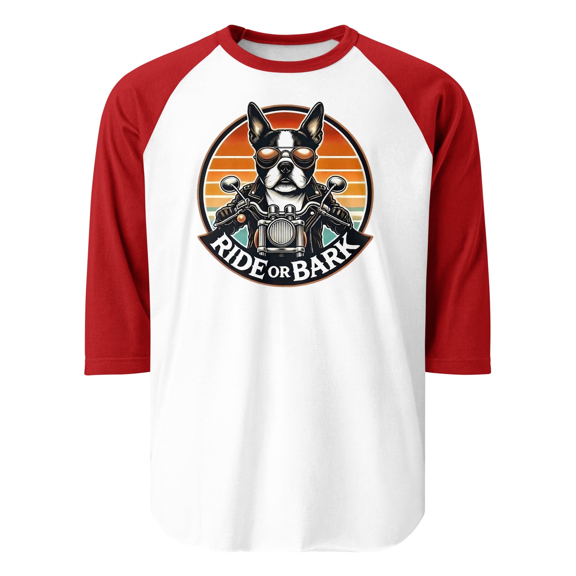 Ride or Bark 3/4 Sleeve Raglan Shirt . White Red
