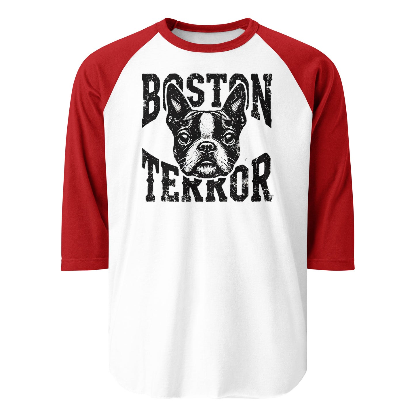 Boston Terror 3/4 Sleeve Raglan Shirt . White Red