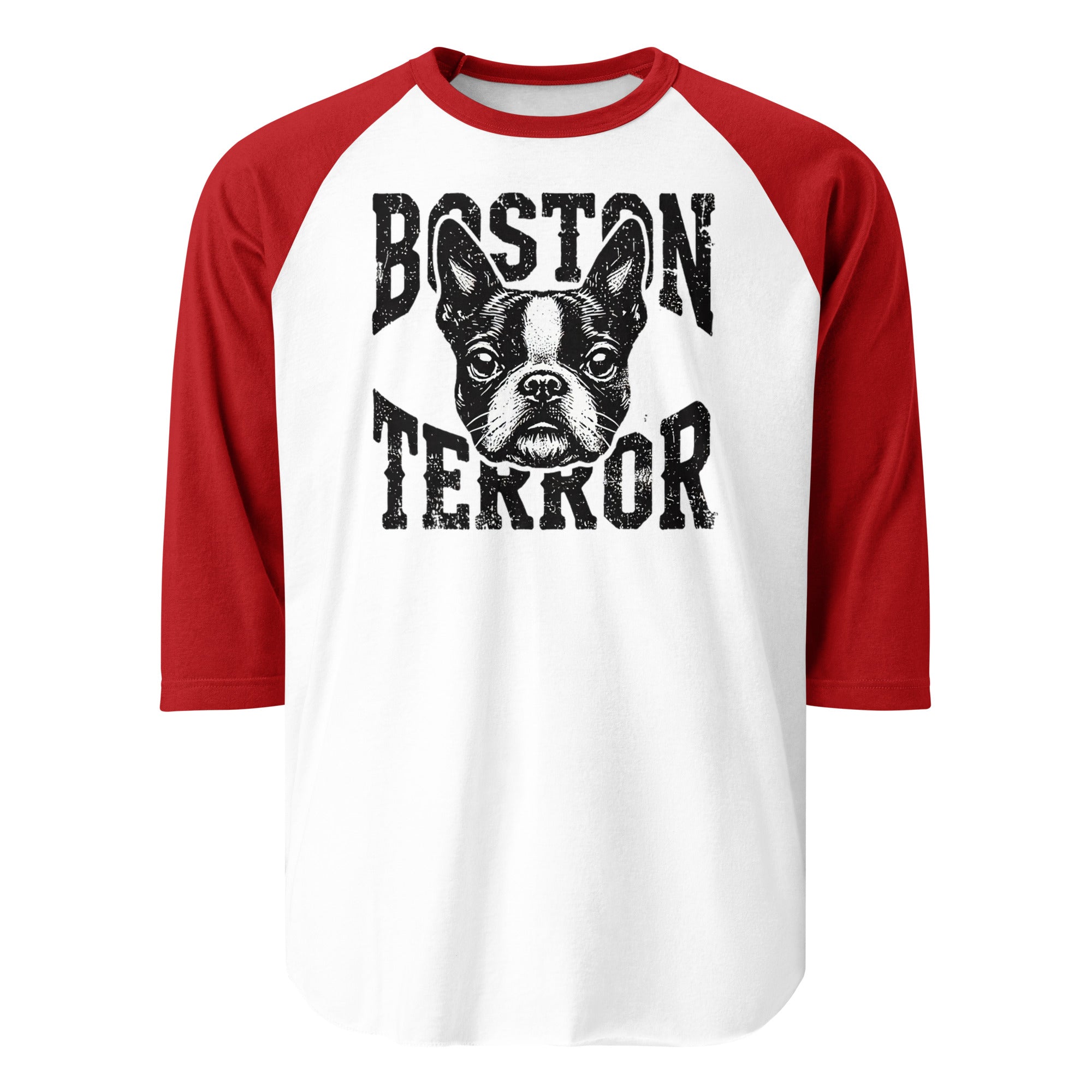Boston Terror 3/4 Sleeve Raglan Shirt . White Red