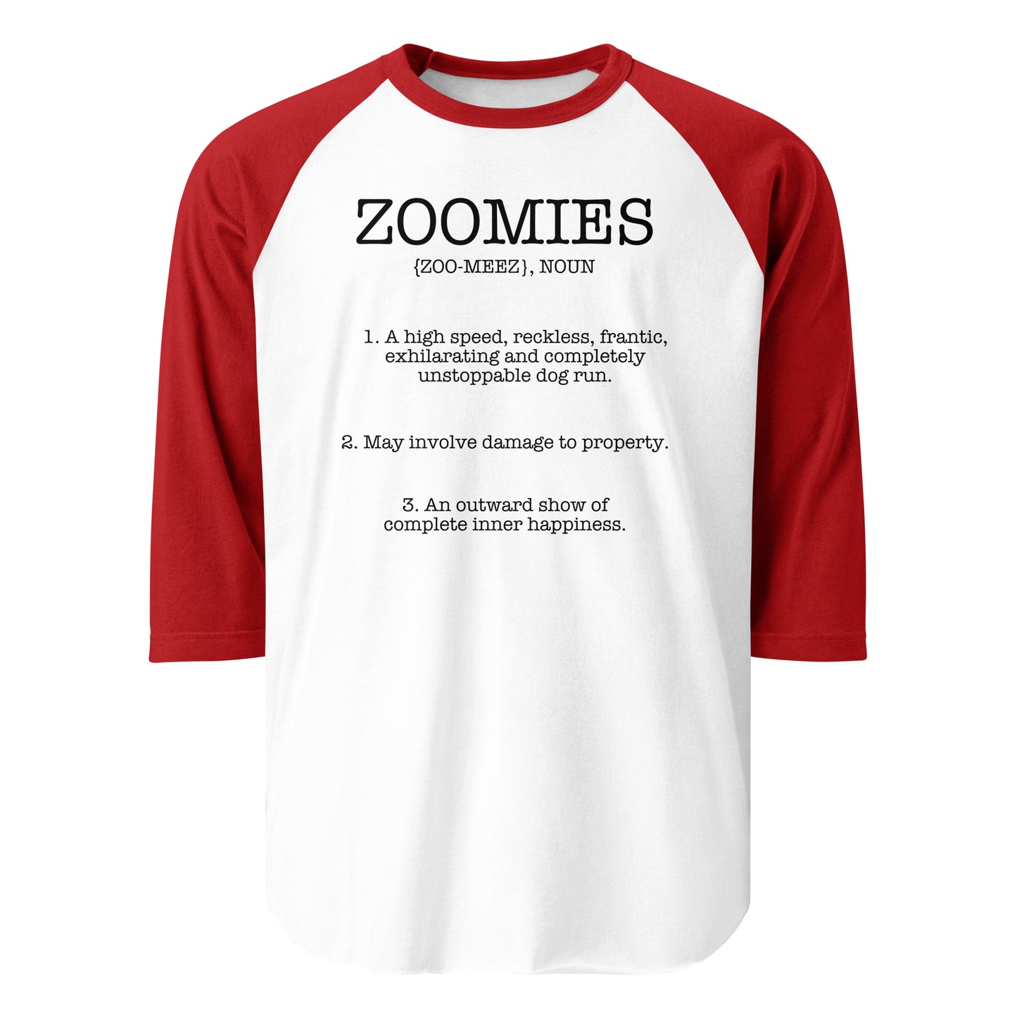 Zoomies Definition 3/4 Sleeve Raglan Shirt . White Red