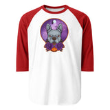Boston Terrier Halloween 3/4 Sleeve Raglan Shirt . White Red