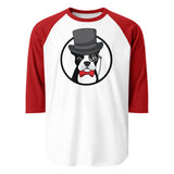 The Gentleman Boston Terrier Dog 3/4 Sleeve Raglan Shirt . White Red