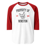 Property Of My Dog Custom Unisex 3/4 Sleeve Raglan Shirt . White Red