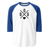 Dog Love 3/4 Sleeve Raglan Shirt . White Royal