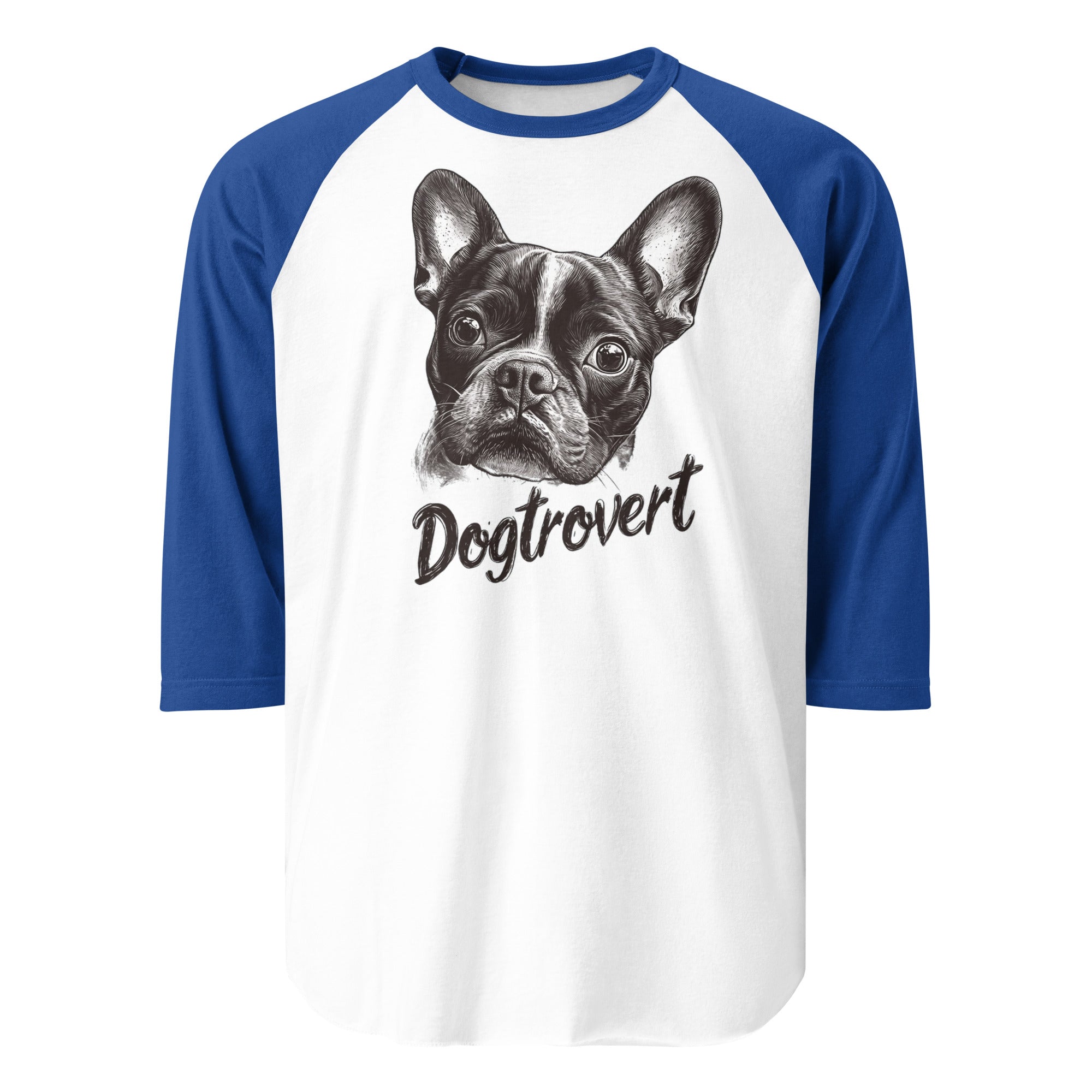 Dogtrovert 3/4 Sleeve Raglan Shirt . White Royal