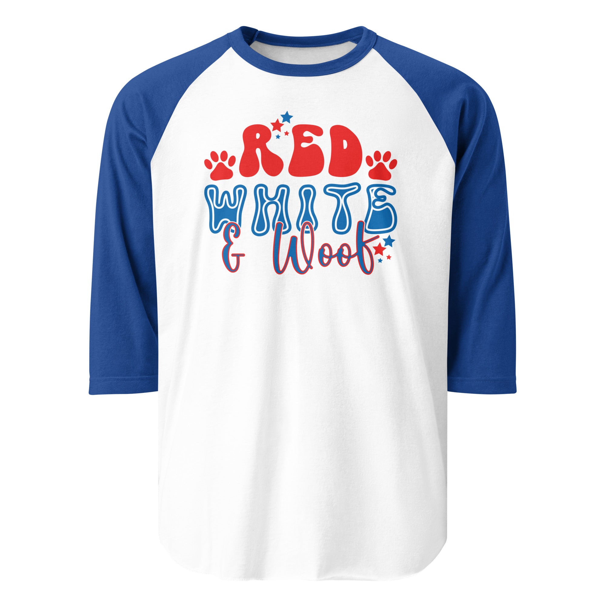Red White And Woof 3/4 Sleeve Raglan Shirt . White Royal
