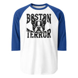 Boston Terror 3/4 Sleeve Raglan Shirt . White Royal