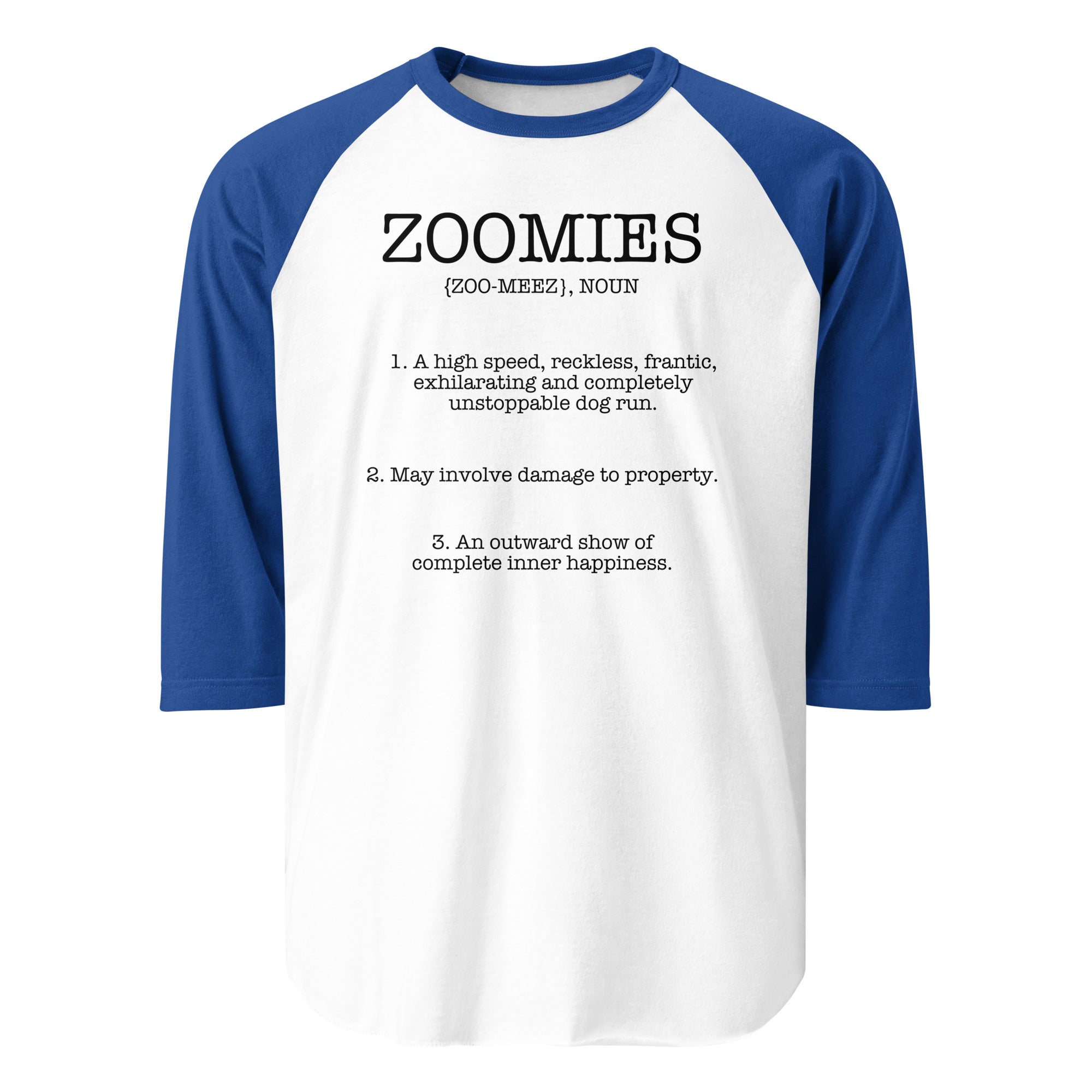 Zoomies Definition 3/4 Sleeve Raglan Shirt . White Royal