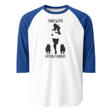 I Run With Boston Terriers 3/4 Sleeve Raglan Shirt . White Royal