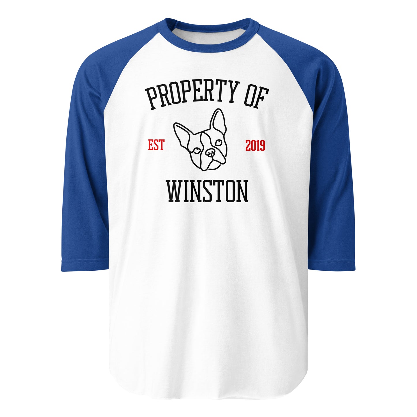 Property Of My Dog Custom Unisex 3/4 Sleeve Raglan Shirt . White Royal