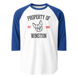 Property Of My Dog Custom Unisex 3/4 Sleeve Raglan Shirt . White Royal