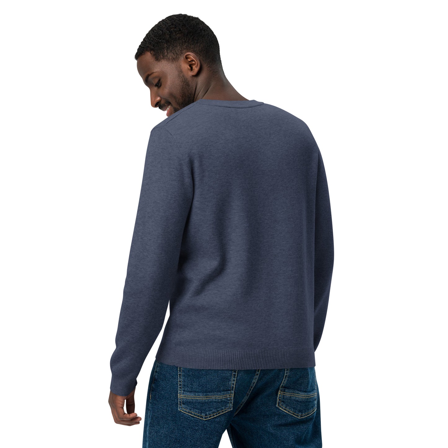 American Heritage Boston Terrier Dog Knitted Crew Neck Sweater - Navy .