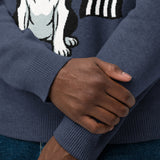 American Heritage Boston Terrier Dog Knitted Crew Neck Sweater - Navy .