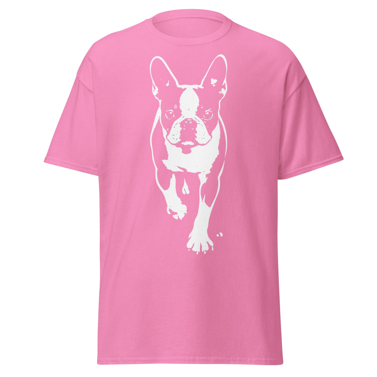 Boston Terrier Stencil Graphic – Minimalist Dog Lover Unisex Classic Tee . Azalea
