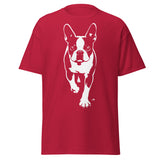 Boston Terrier Stencil Graphic – Minimalist Dog Lover Unisex Classic Tee . Cardinal