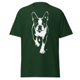 Boston Terrier Stencil Graphic – Minimalist Dog Lover Unisex Classic Tee . Forest Green