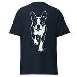 Boston Terrier Stencil Graphic – Minimalist Dog Lover Unisex Classic Tee . Navy