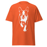 Boston Terrier Stencil Graphic – Minimalist Dog Lover Unisex Classic Tee . Orange