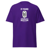 If Found I Belong To A Boston (Handle With Love) Unisex Classic Tee . Purple