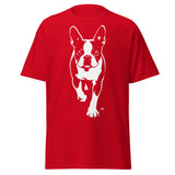 Boston Terrier Stencil Graphic – Minimalist Dog Lover Unisex Classic Tee . Red