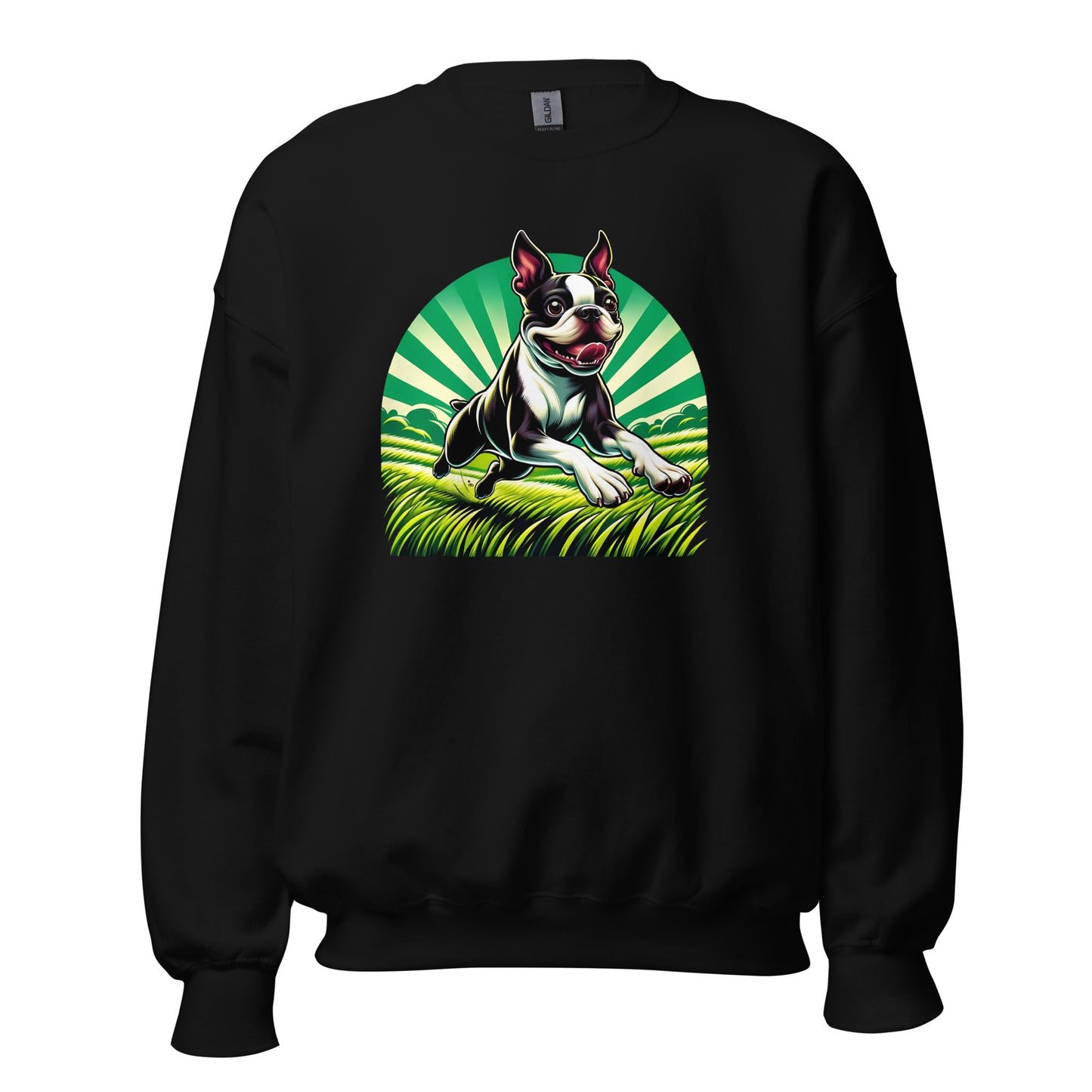 Boston Terrier Dog Running Free Unisex Sweatshirt
