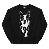 Boston Terrier Stencil Graphic – Minimalist Dog Lover Unisex Sweatshirt . Black