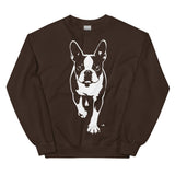 Boston Terrier Stencil Graphic – Minimalist Dog Lover Unisex Sweatshirt . Dark Chocolate