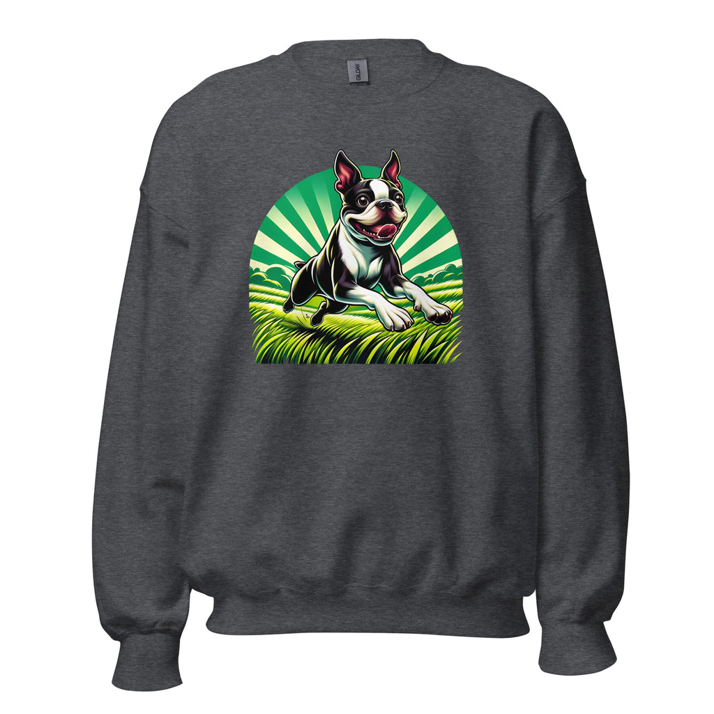 Boston Terrier Dog Running Free Unisex Sweatshirt