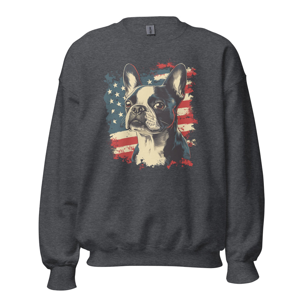 Patriotic Boston Terrier USA Flag Unisex Sweatshirt