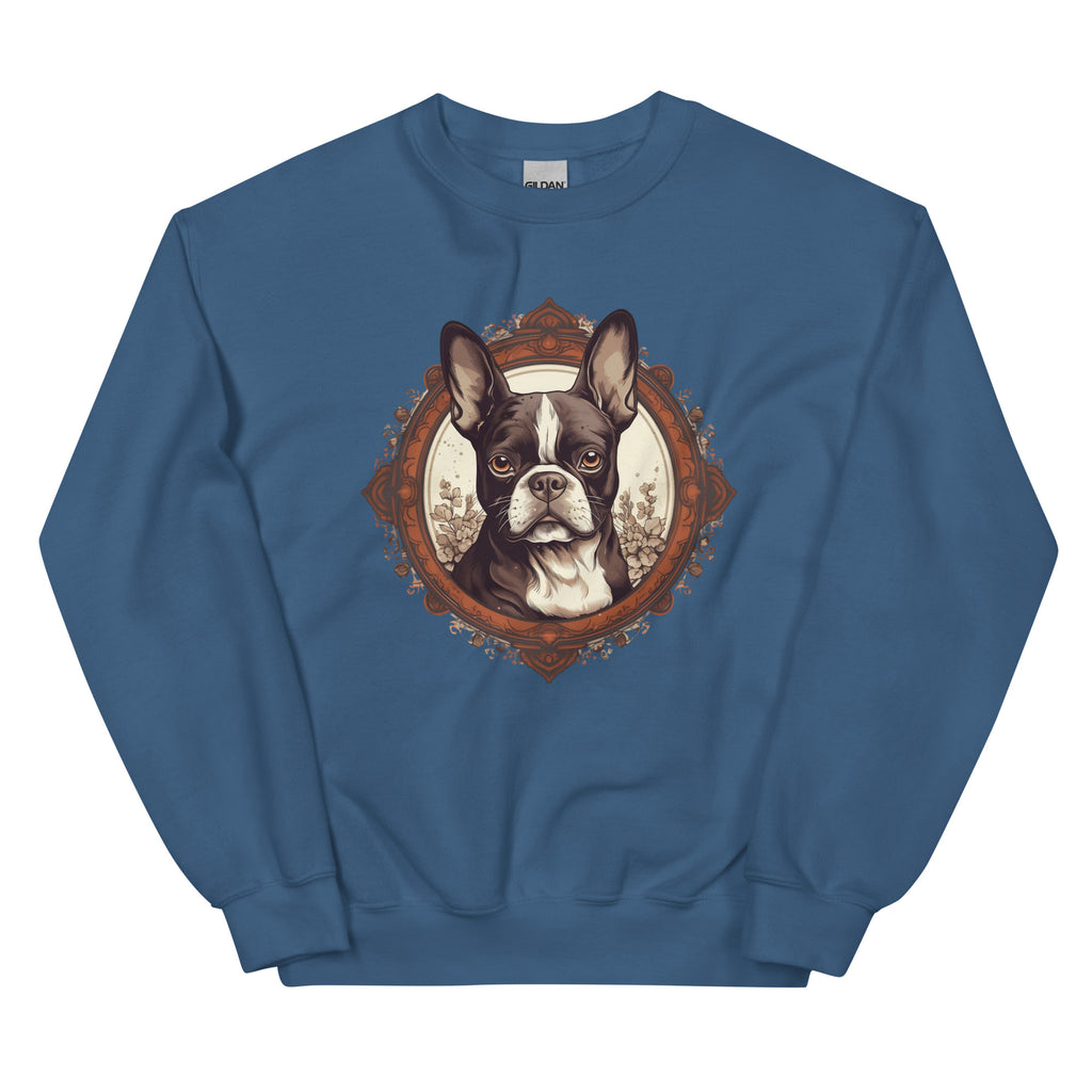 Vintage-Inspired Red Brown Boston Terrier Sweatshirt