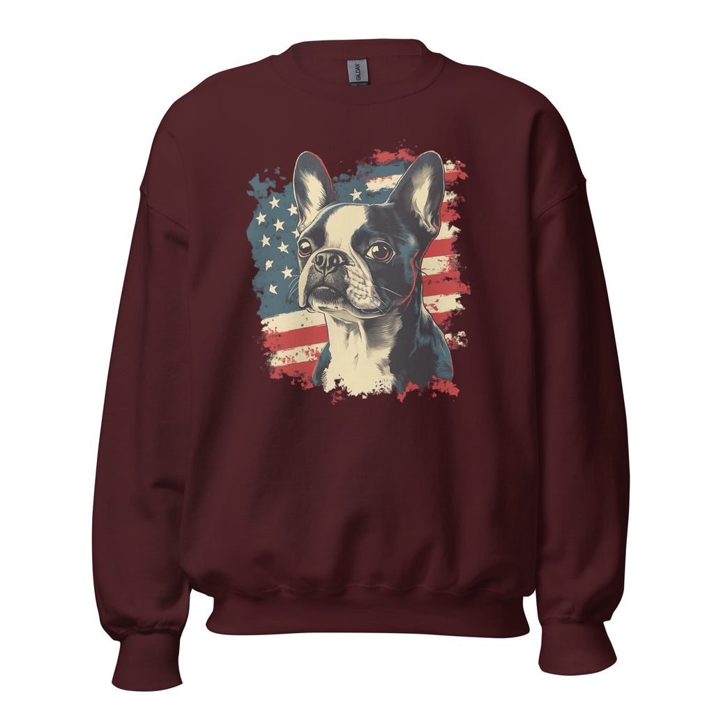 Patriotic Boston Terrier USA Flag Unisex Sweatshirt