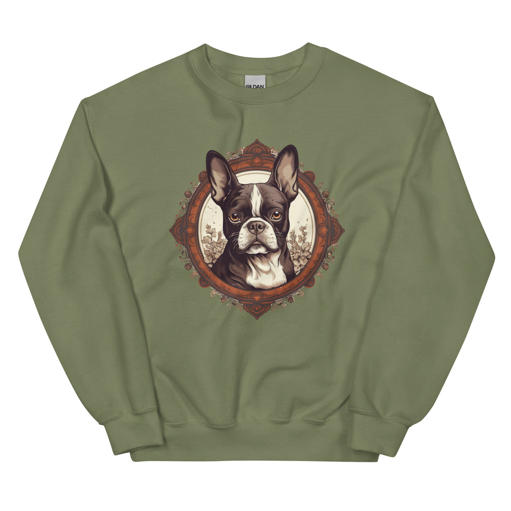 Vintage-Inspired Red Brown Boston Terrier Sweatshirt