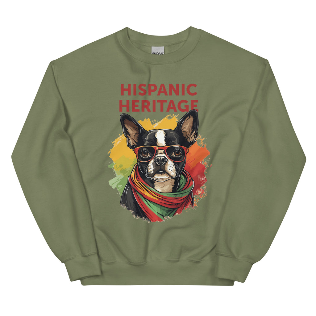 Hispanic Heritage Boston Terrier Dog Unisex Sweatshirt